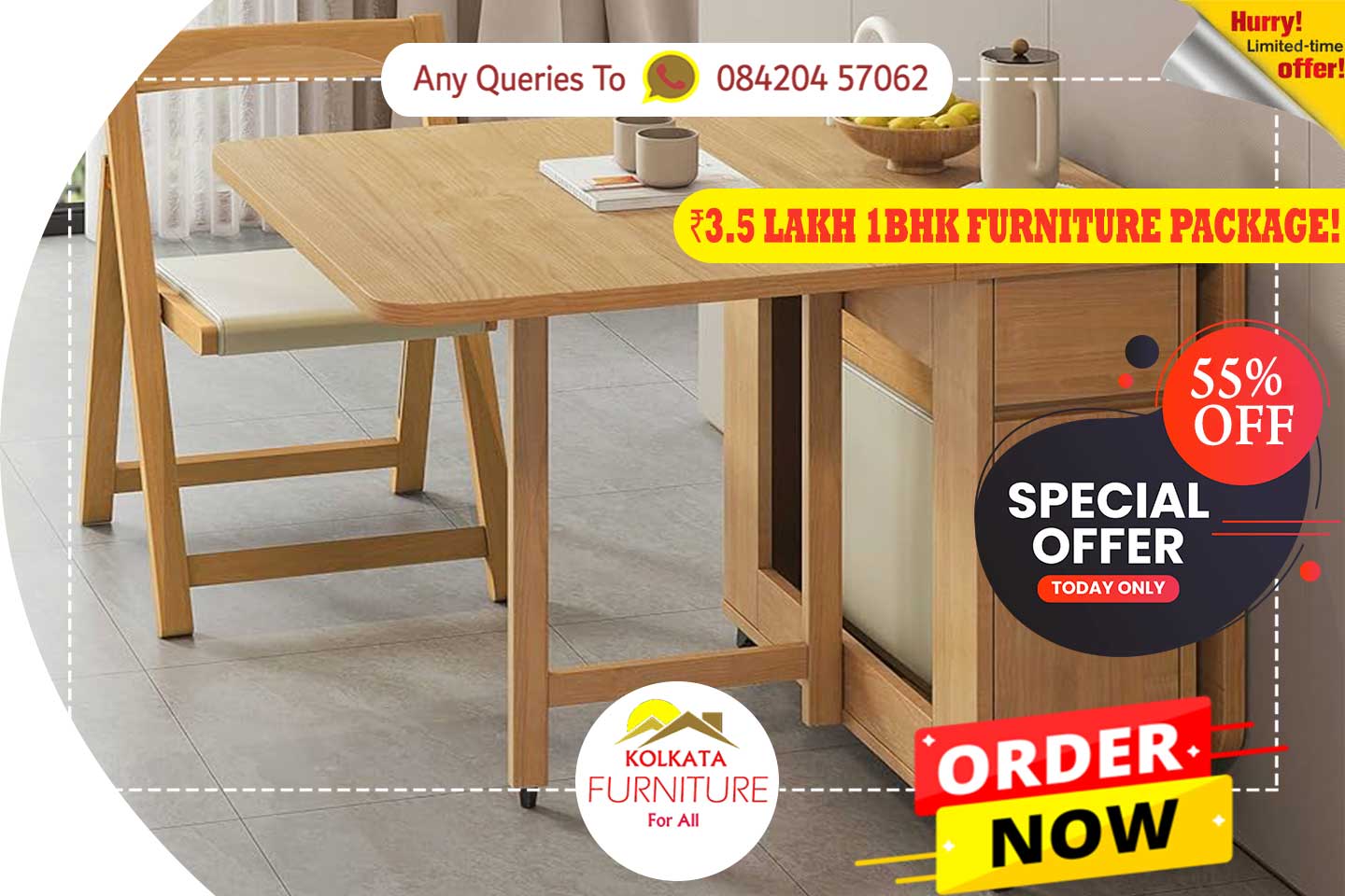 3.5 lakhs 1 bhk furniture in india