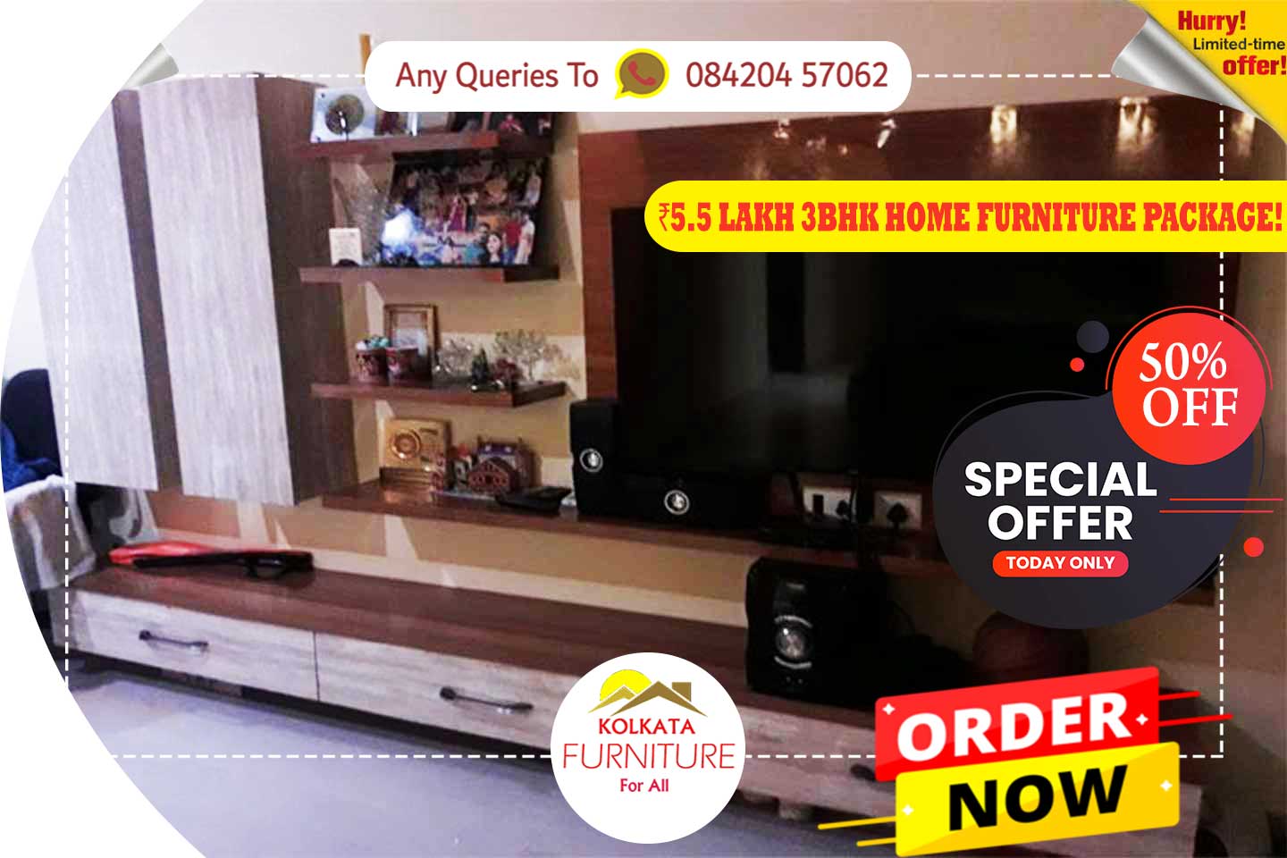5.5 lakhs 3 bhk flat furniture kolkata