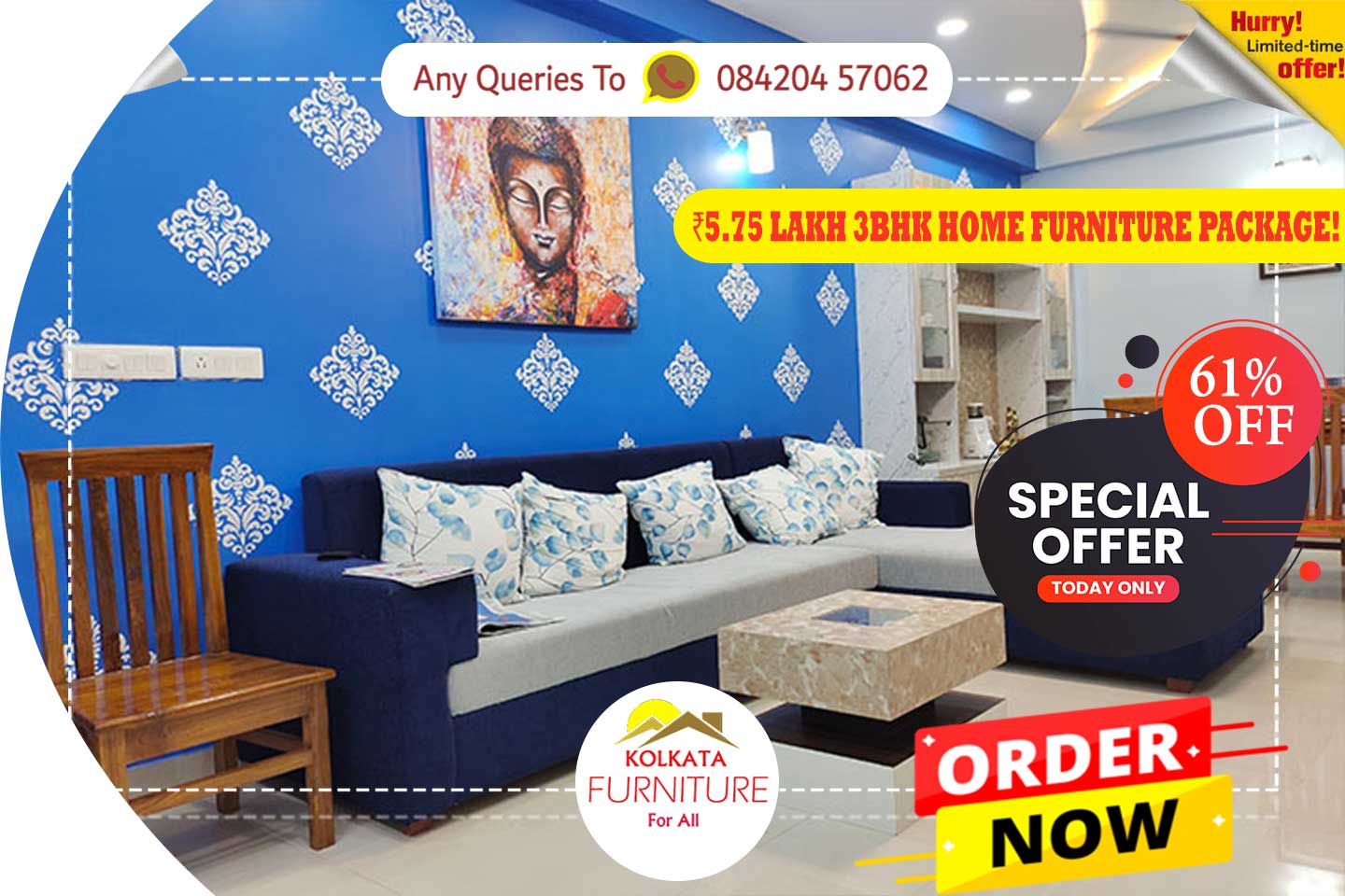 5.75 lakhs 3 bhk residential furniture west bengal