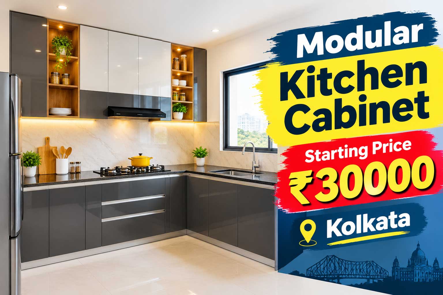 Modular Kitchen Cabinet Starting Price ₹30000 Kolkata