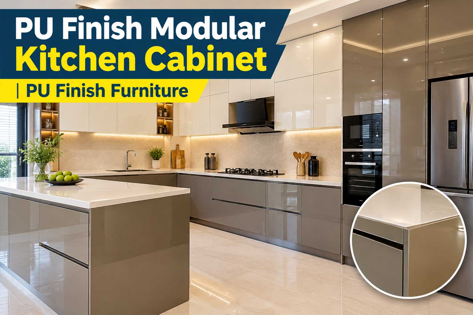 PU Finish Modular Kitchen Cabinet Kolkata