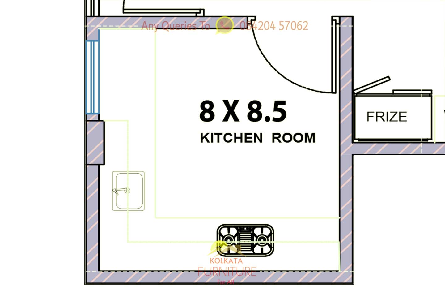 8.5ft x 8ft kitchen cabinet design